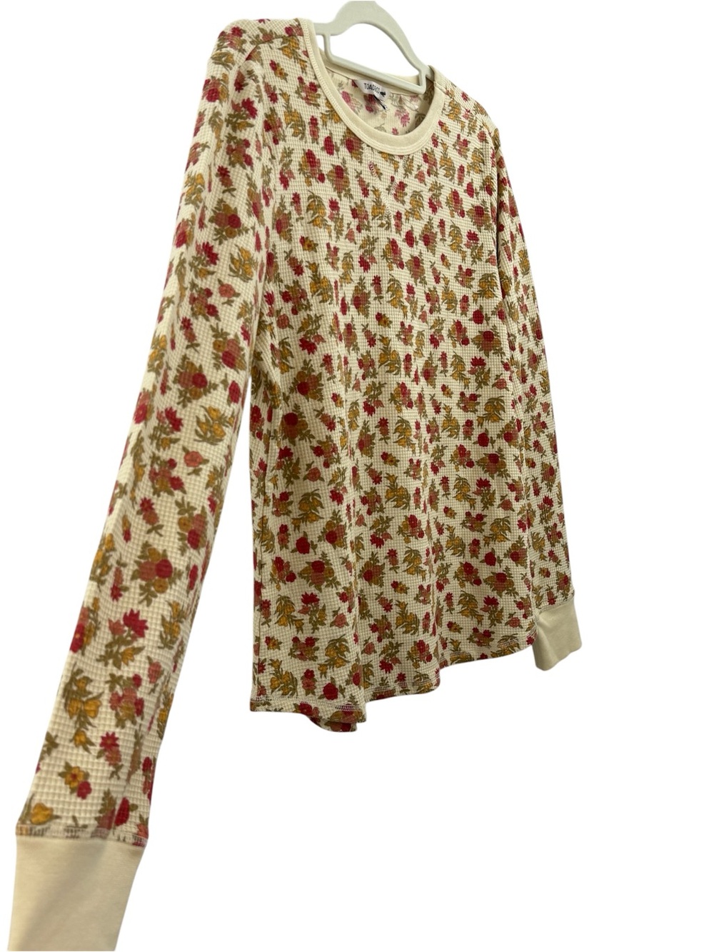 Toad&Co Floral Foothills Crew Waffle Knit Top Cotton Cottagecore Boho Thermal - Picture 6 of 14